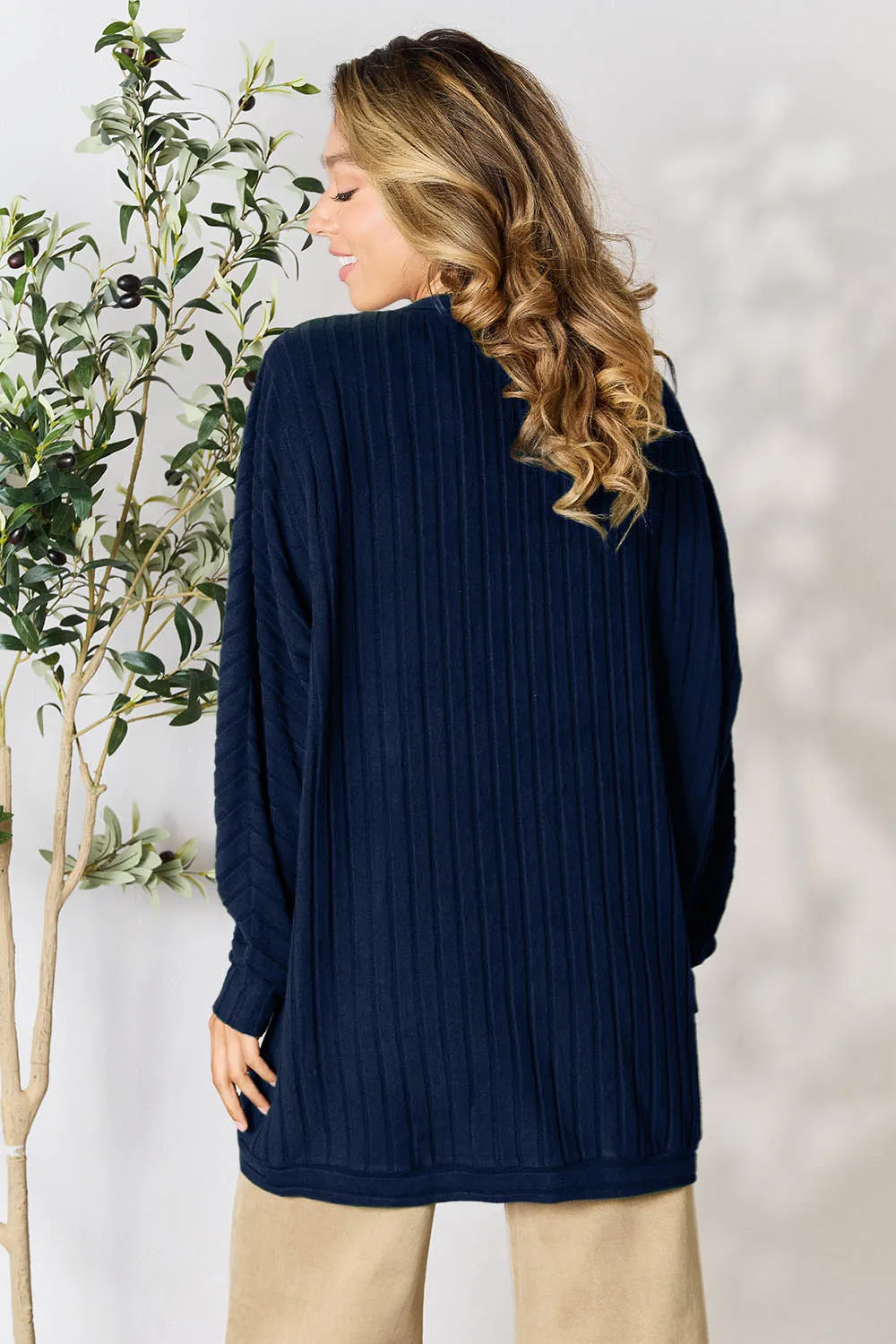 Full Size Ribbed Cocoon Cardigan, image 34