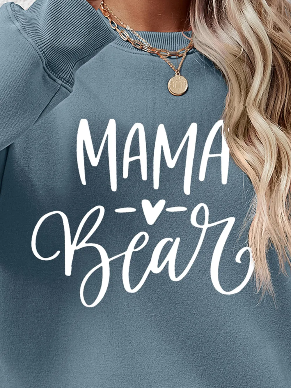 Letter Graphic Round Neck Long Sleeve Sweatshirt, image 12