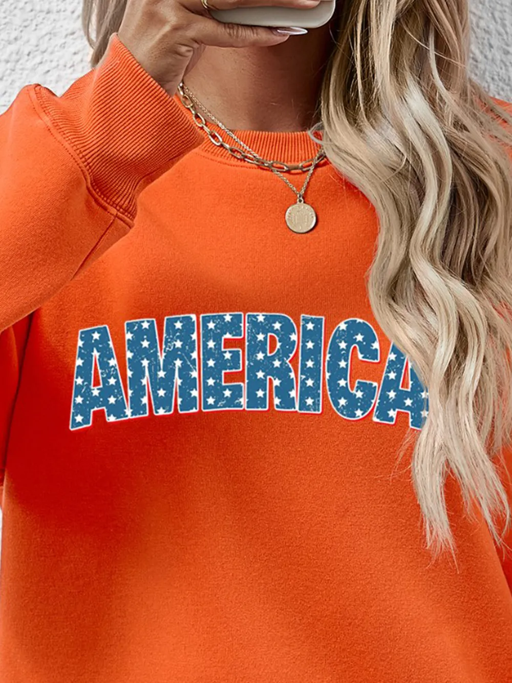 AMERICA Round Neck Dropped Shoulder Sweatshirt, image 26