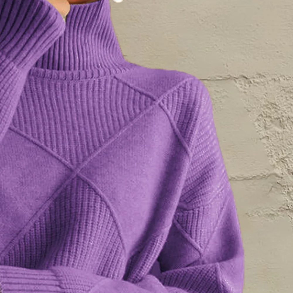 Geometric Turtleneck Long Sleeve Sweater, image 6