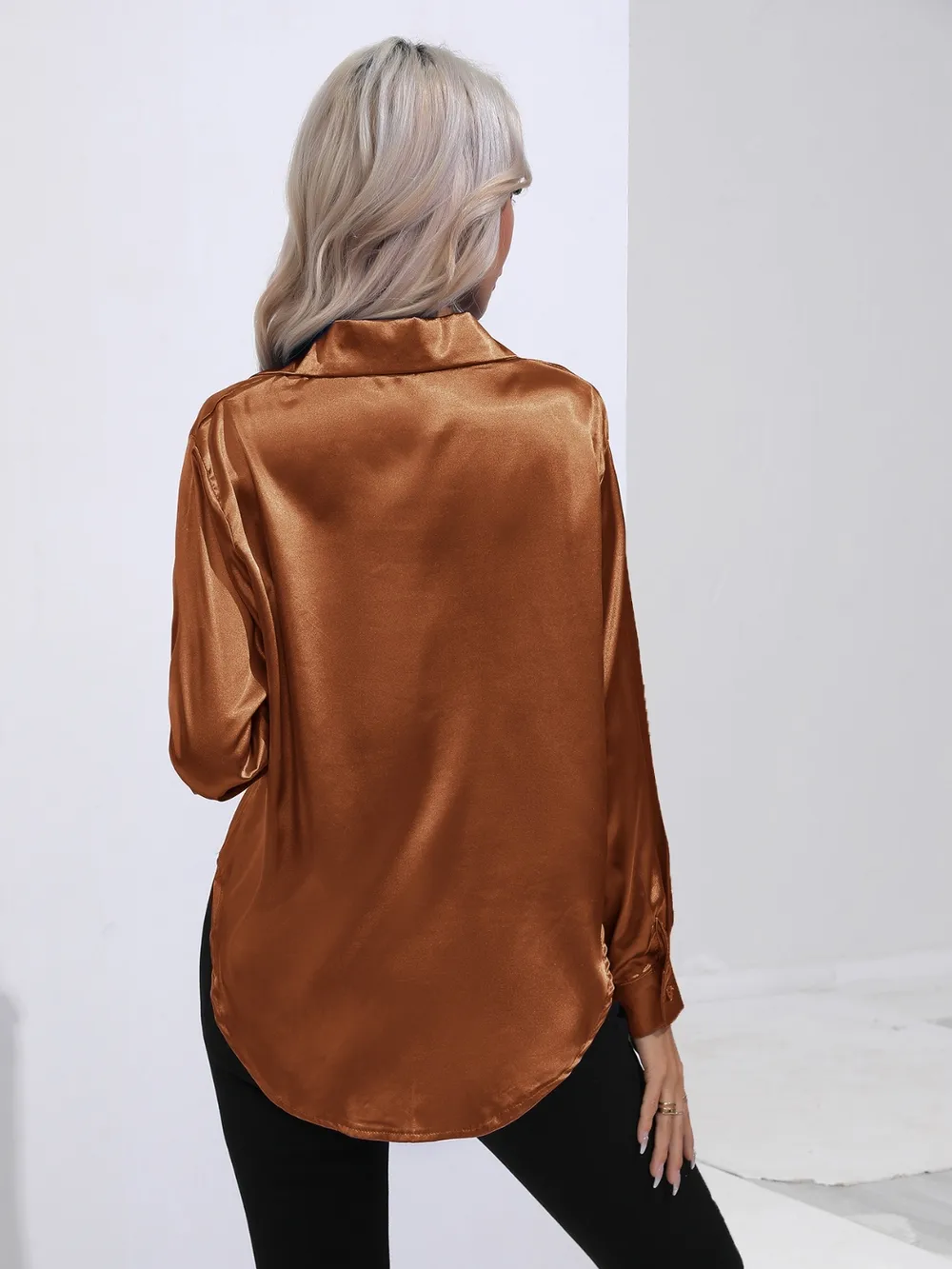 Collared Neck Buttoned Long Sleeve Shirt, image 21