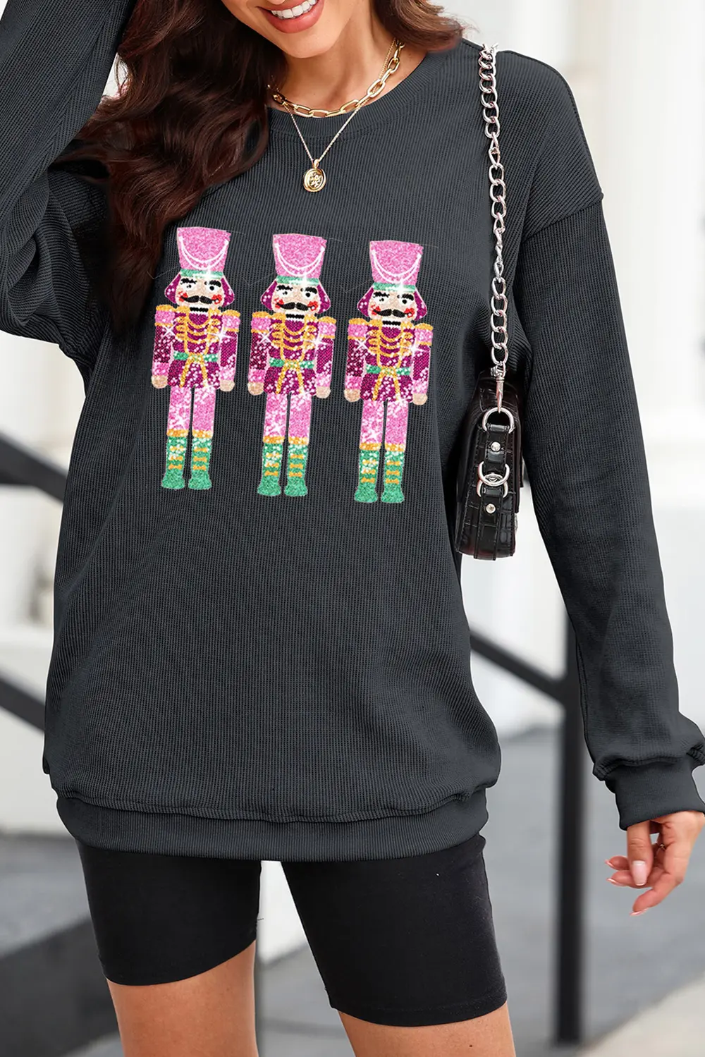 Nutcracker Round Neck Long Sleeve Sweatshirt, image 3