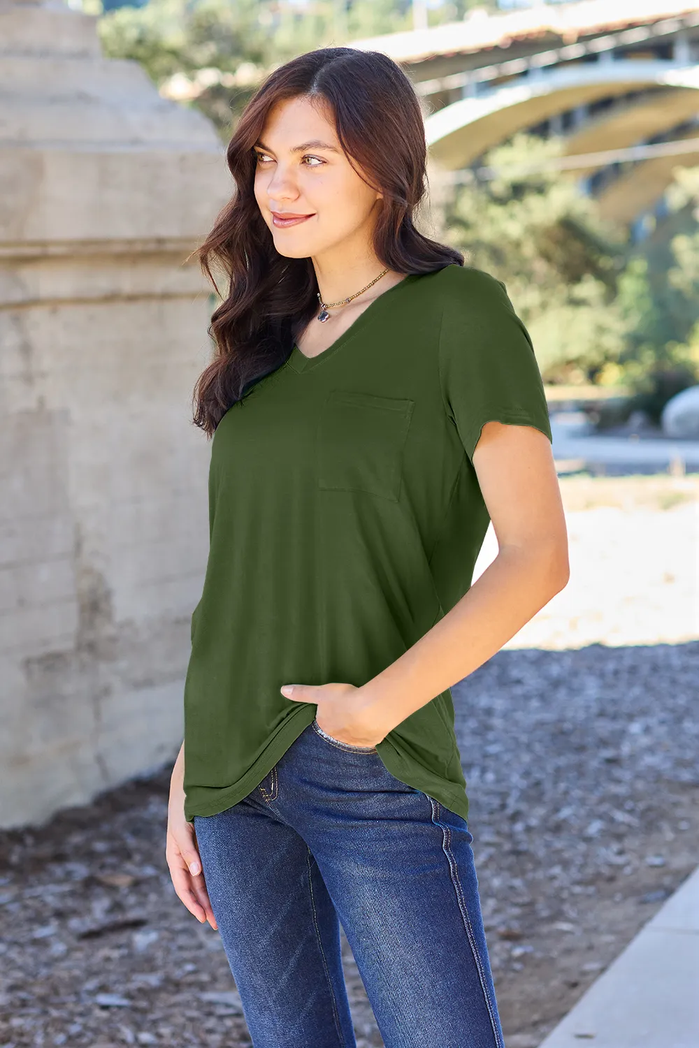 Full Size V-Neck Short Sleeve T-Shirt, image 8