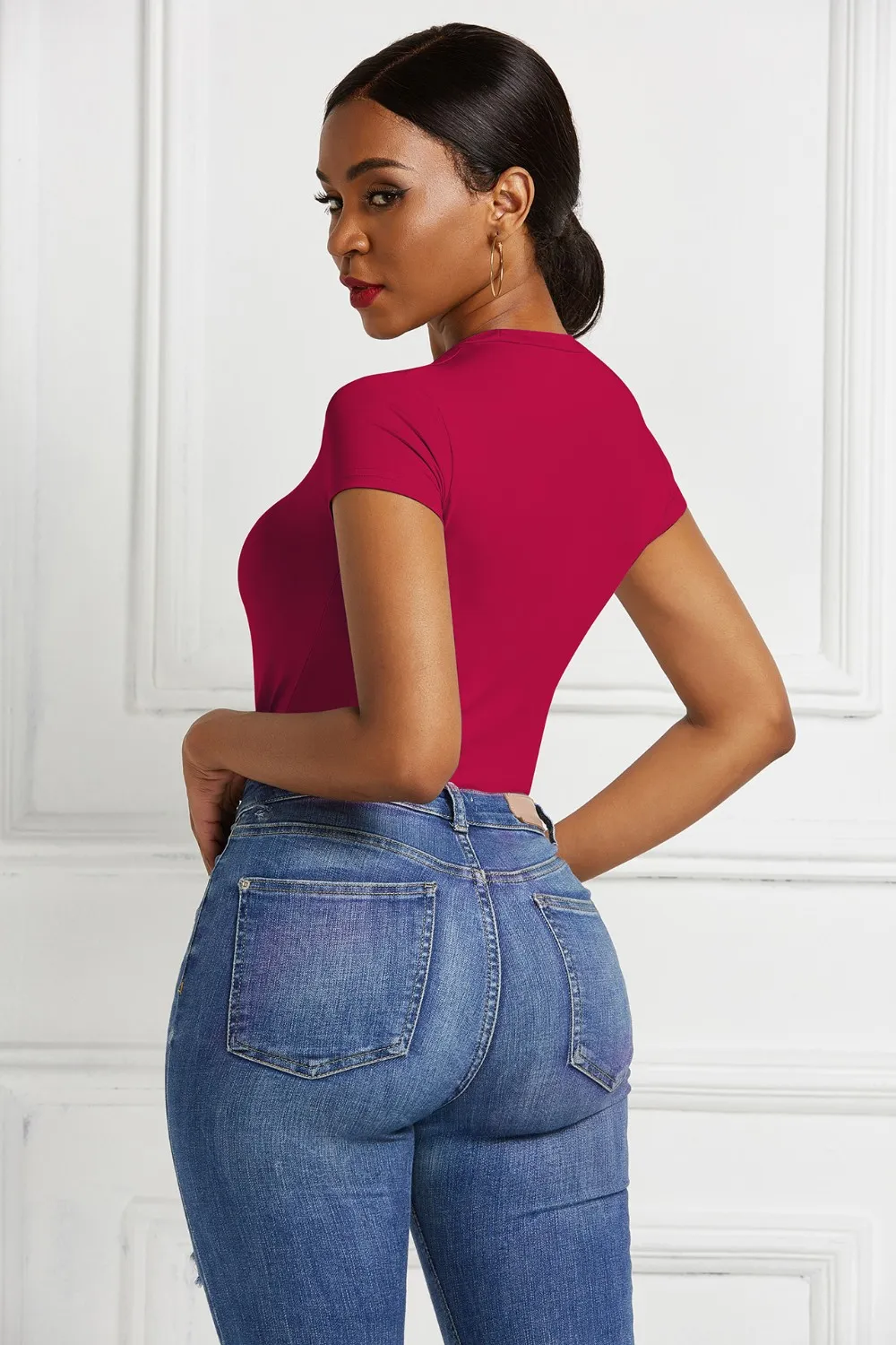 Round Neck Short Sleeve Bodysuit, image 35