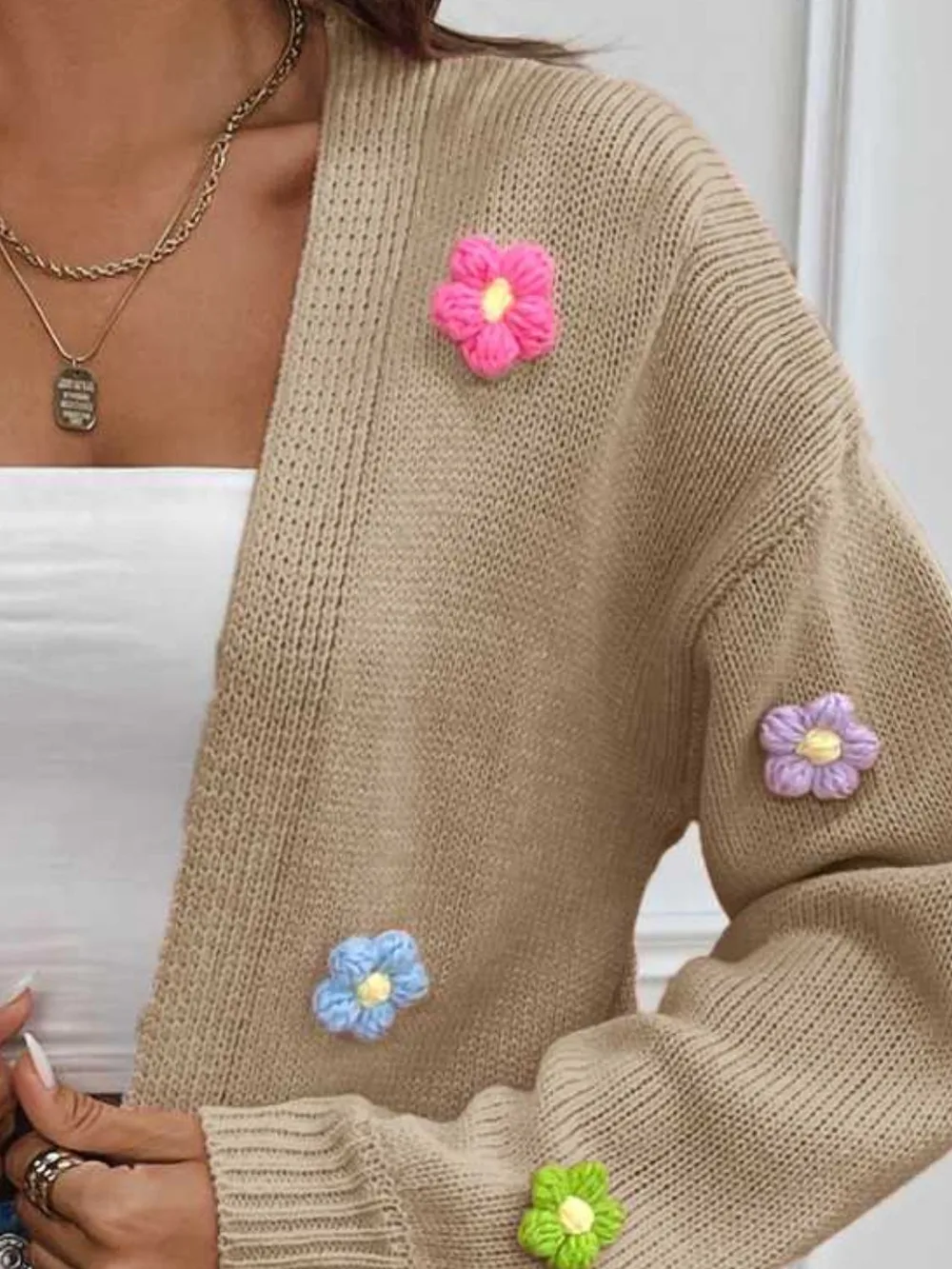 Floral Long Sleeve Open Front Cardigan, image 15