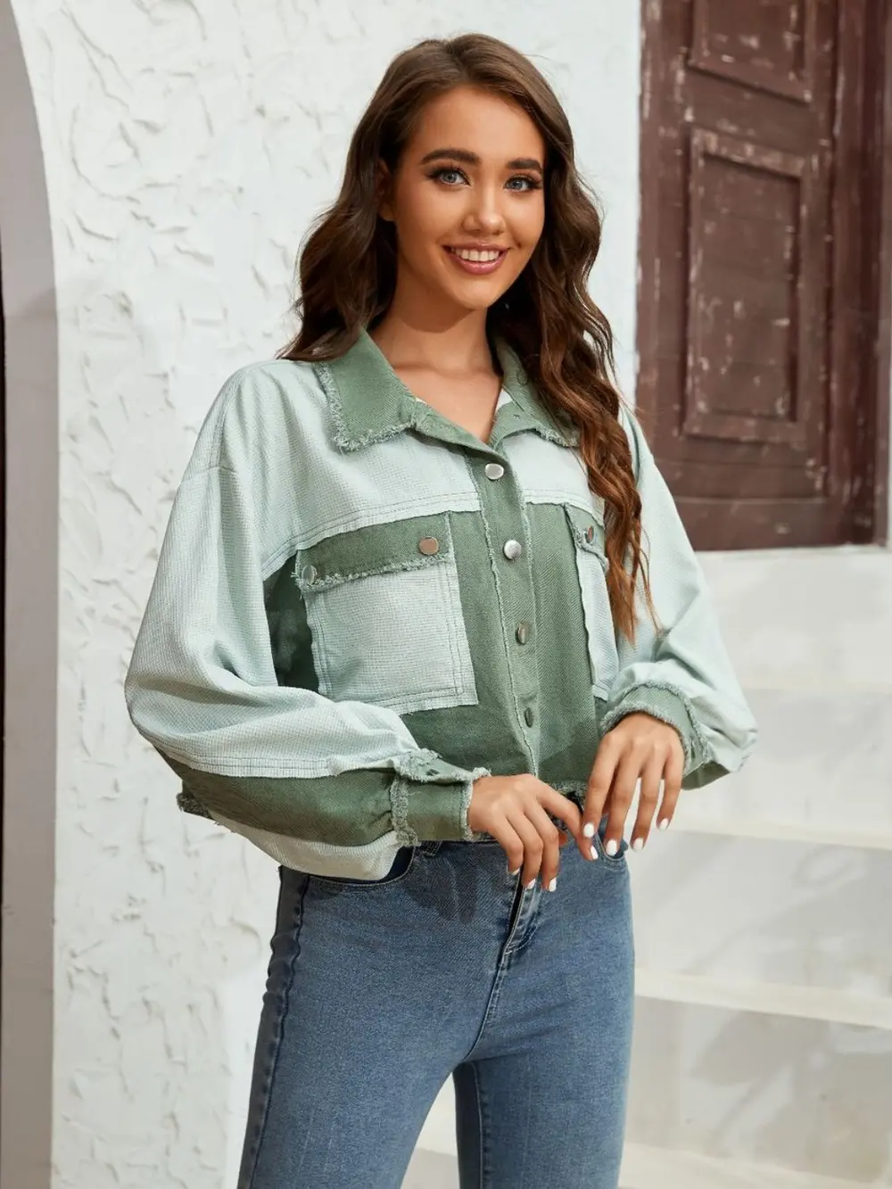 Color Block Crop Jacket with Pockets, image 6