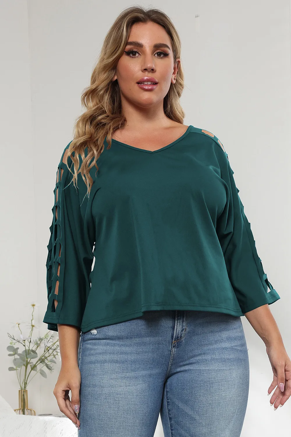 3/4 Sleeve Cutout Detail Top, image 16