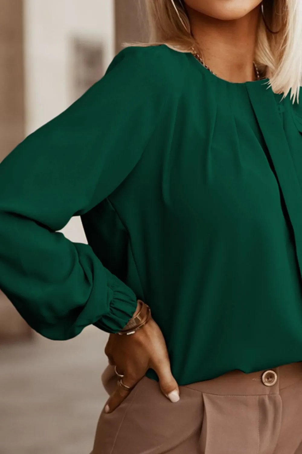 Button Up Round Neck Long Sleeve Shirt, image 33