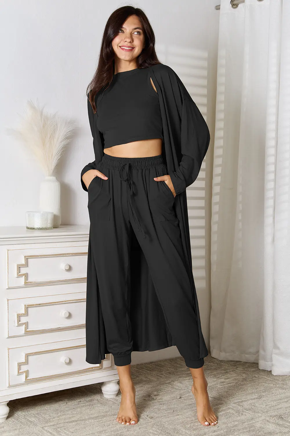 Tank, Pants, and Cardigan Set with Pockets, image 15