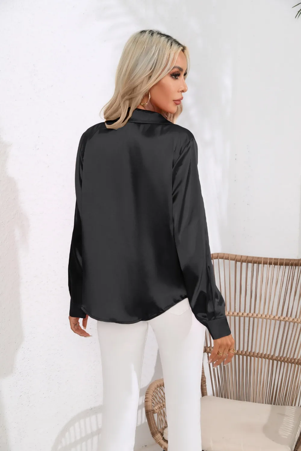 Lapel Collar Button Up Long Sleeve Shirt, image 9