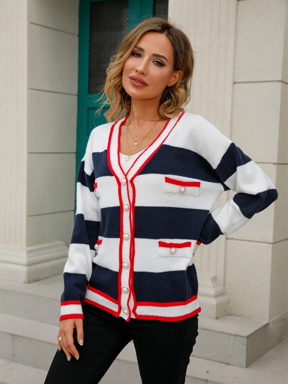 Striped Button Down Cardigan, image 5