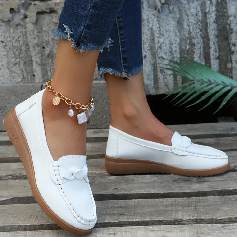 Weave Wedge Heeled Loafers, image 12
