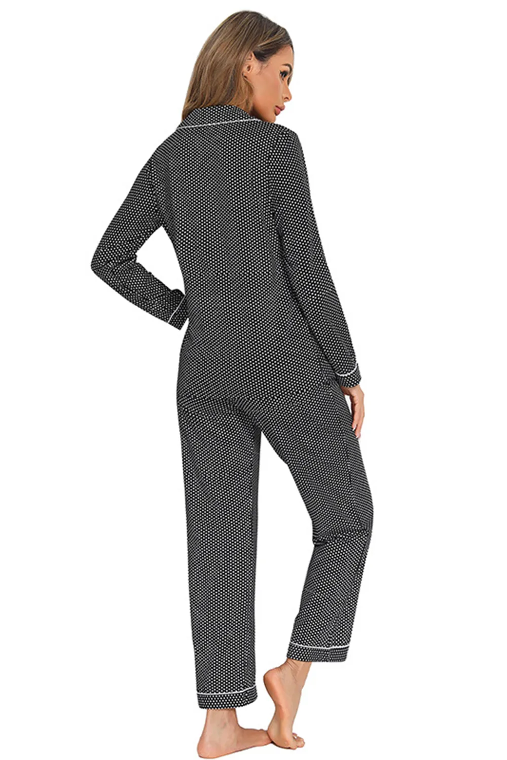 Collared Neck Loungewear Set with Pocket, image 6