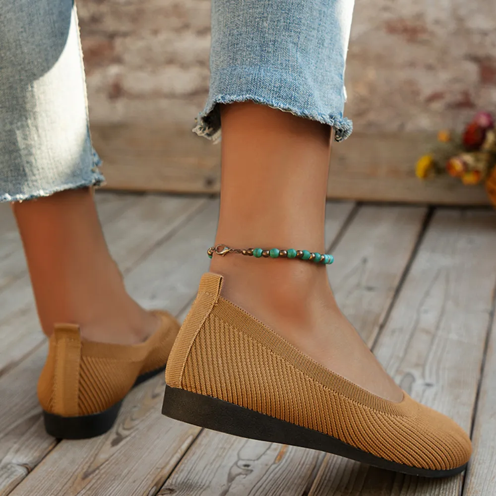 Round Toe Knit Ballet Flats, image 15
