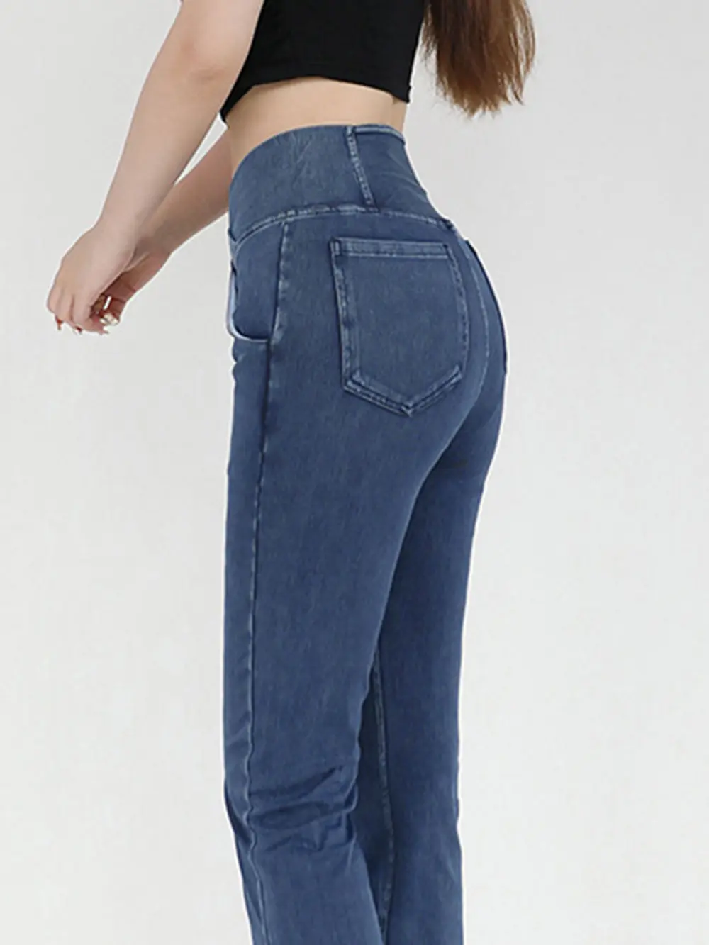 Wide Waistband Bootcut Jeans with Pockets, image 7