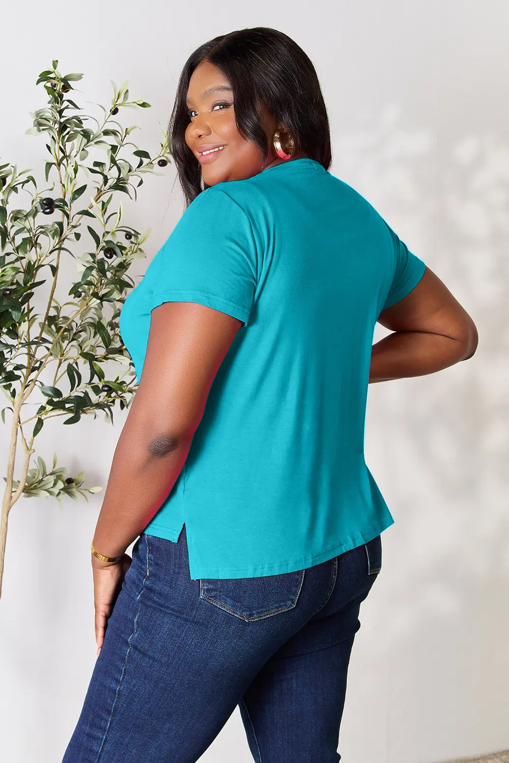 Full Size Round Neck Short Sleeve T-Shirt Plus Size, image 29