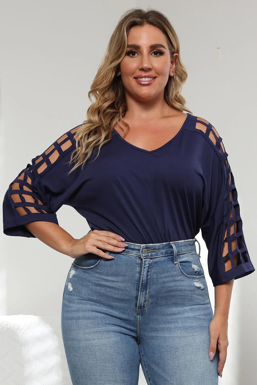 3/4 Sleeve Cutout Detail Top, image 18