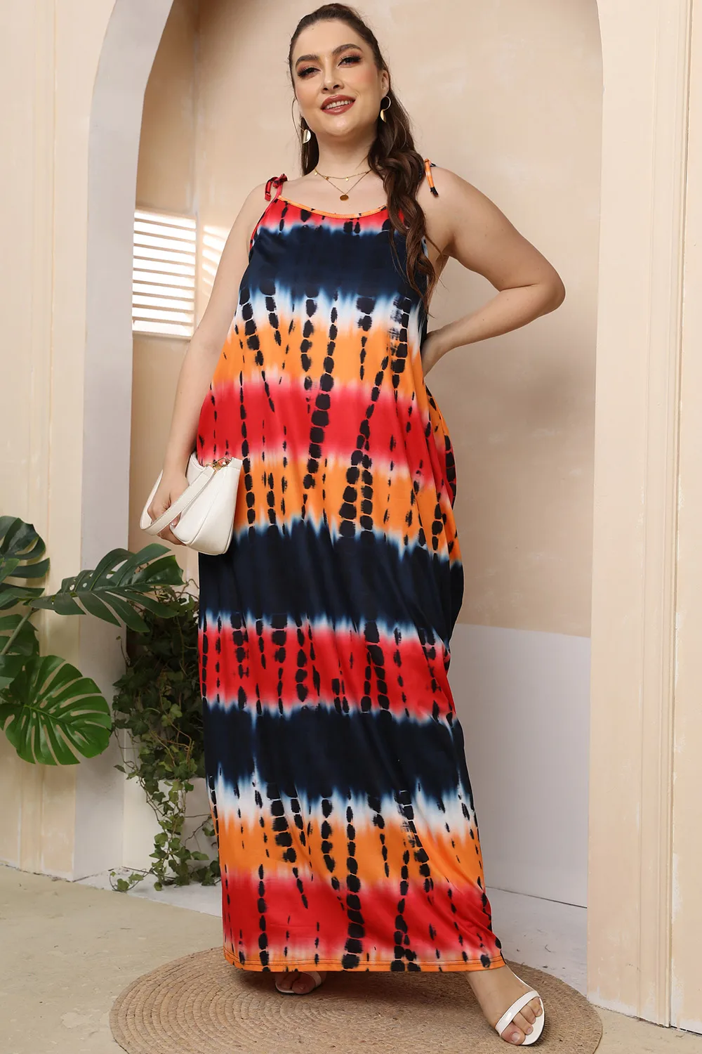 Plus Size Tie-Shoulder Maxi Dress, image 4
