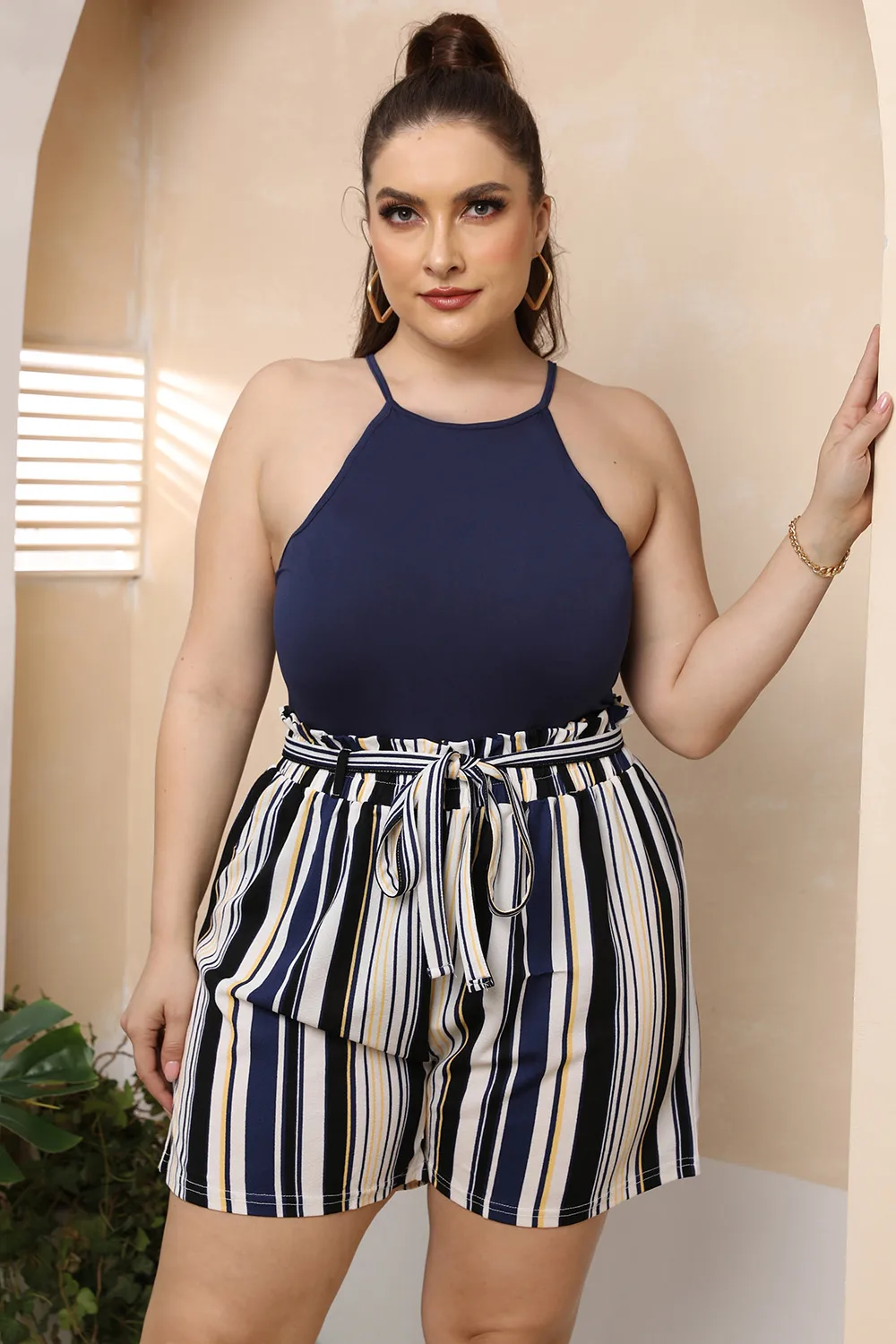 Plus Size Halter Neck Spaghetti Strap Bodysuit, image 5