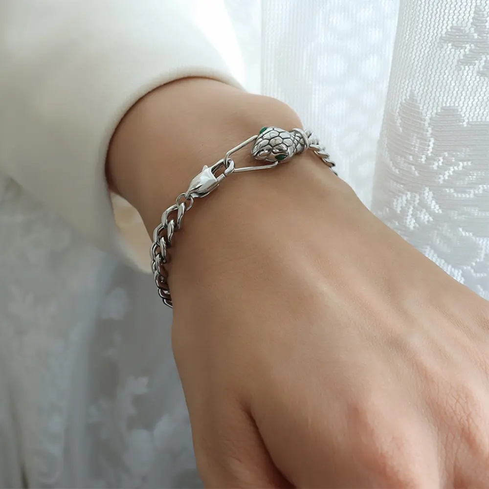 Snake Head Chain Titanium Steel Bracelet, image 5