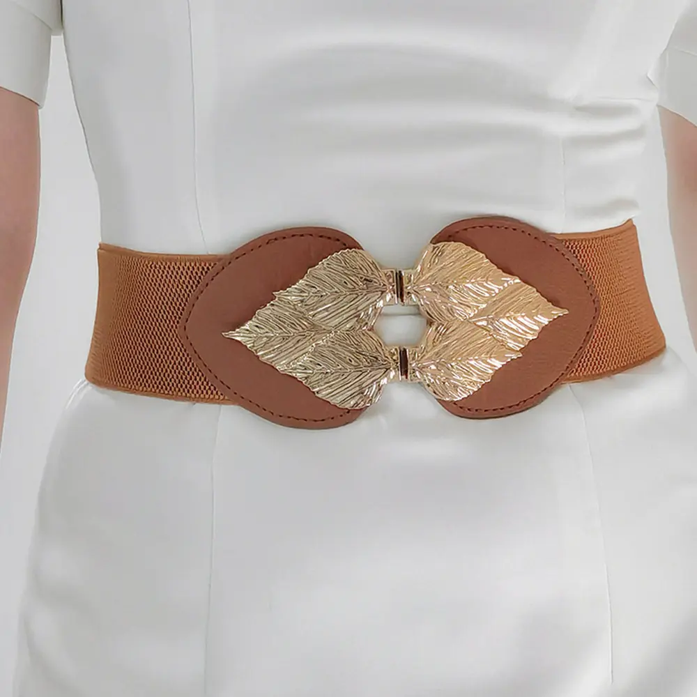 Alloy Leaf Buckle Elastic Belt, image 3