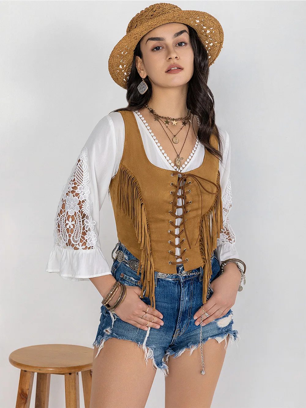 Fringe Lace-Up Vest, image 12