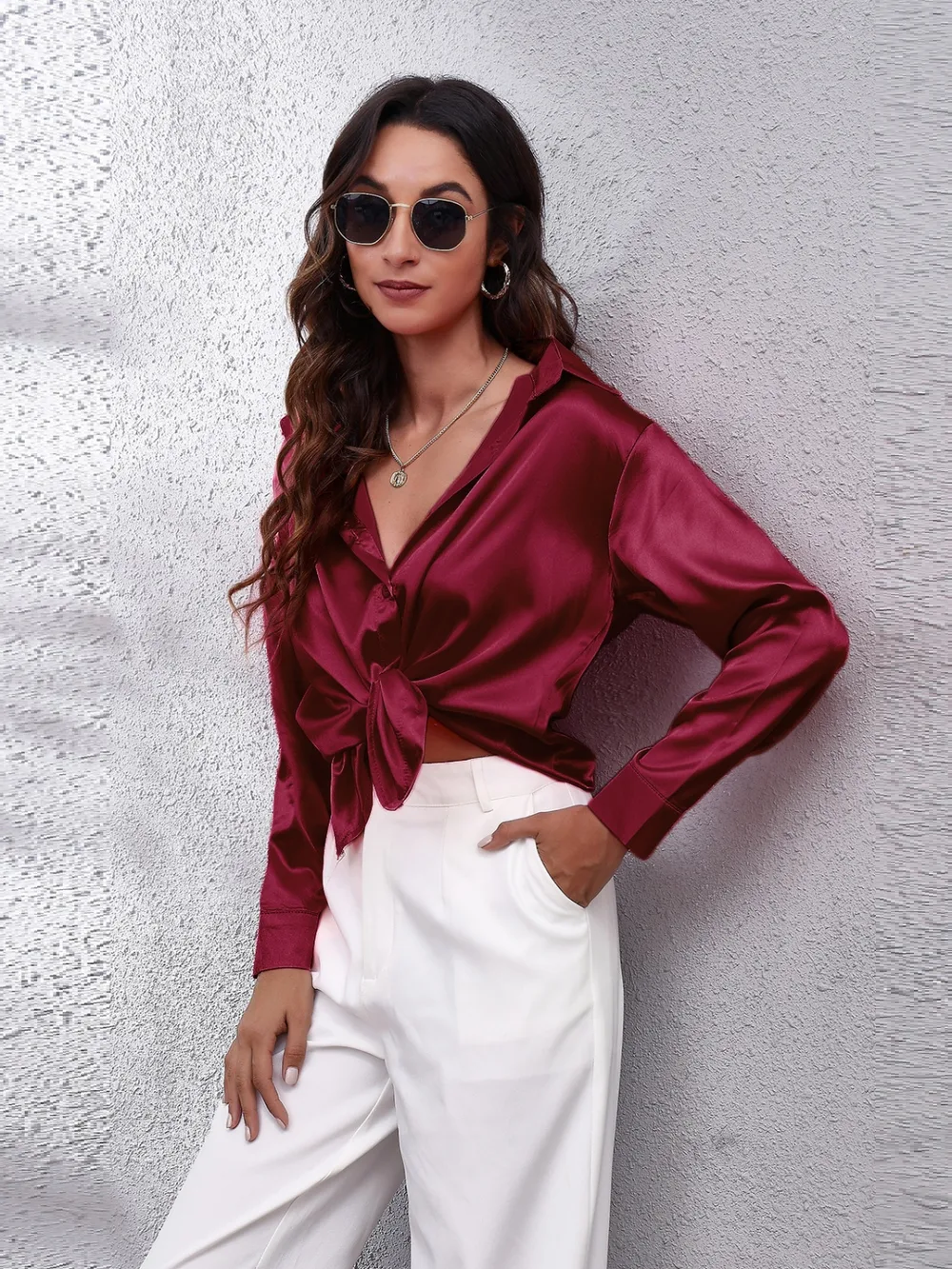 Collared Neck Buttoned Long Sleeve Shirt, image 21