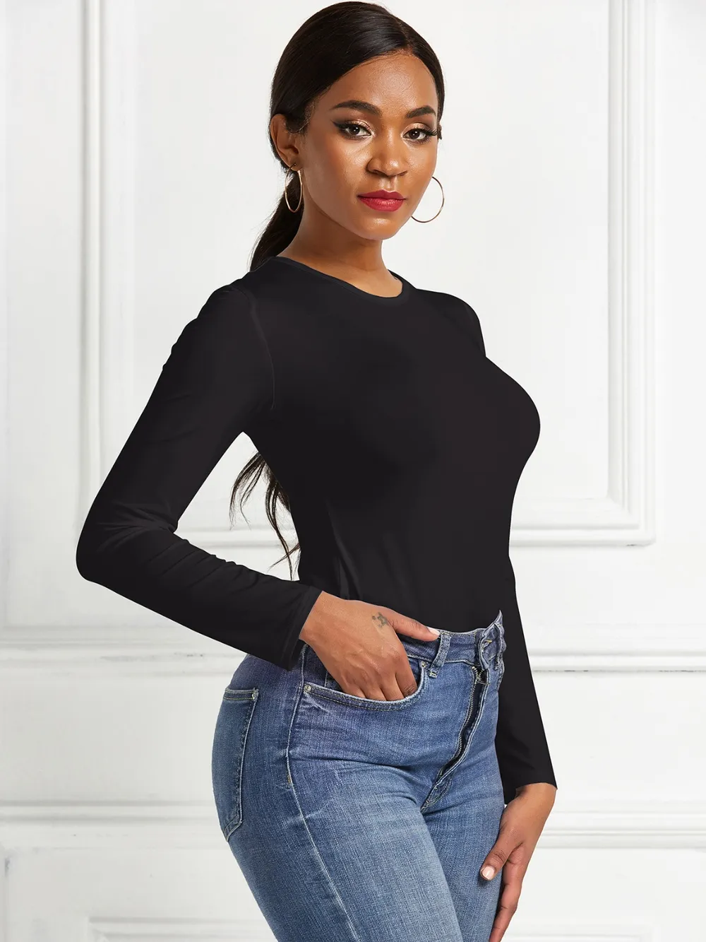 Round Neck Long Sleeve Bodysuit, image 6