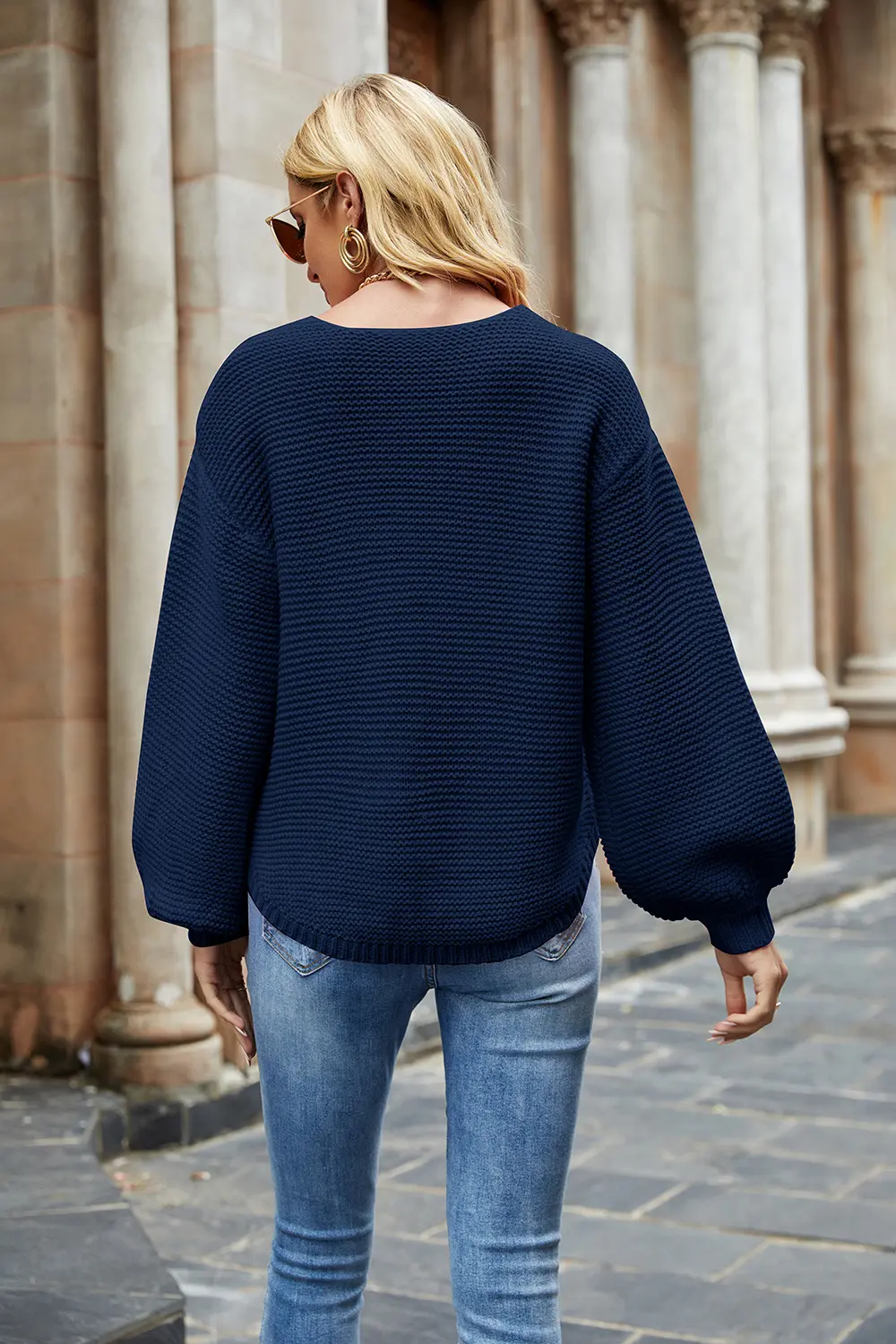 Round Neck Lantern Sleeve Sweater, image 6