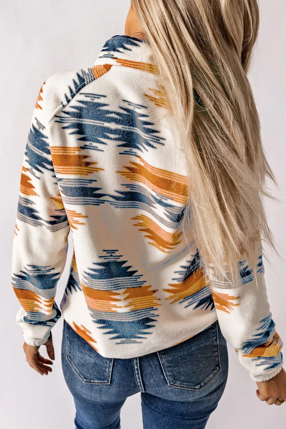 Geometric Snap Button Long Sleeve Jacket, image 3