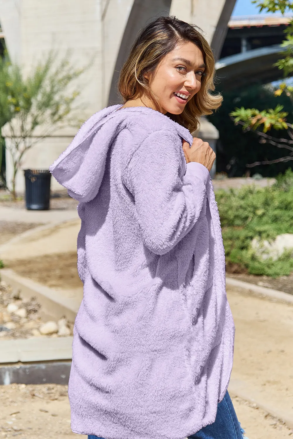 Full Size Hooded Teddy Bear Jacket with Thumbholes, image 18