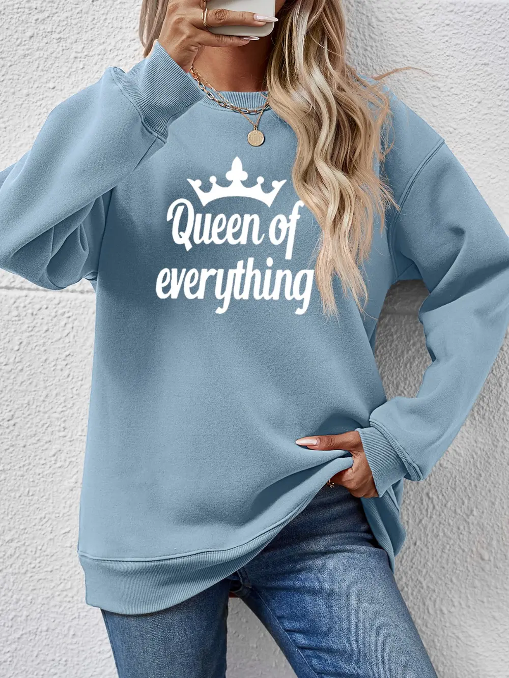 QUEEN OF EVERYTHING Round Neck Sweatshirt, image 2