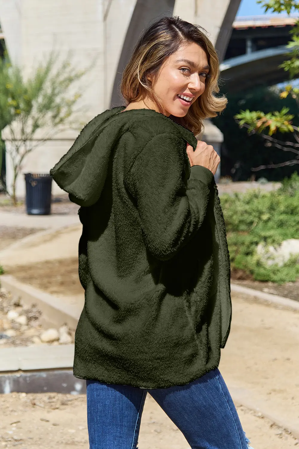 Full Size Teddy Hooded Jacket with Pockets, image 32
