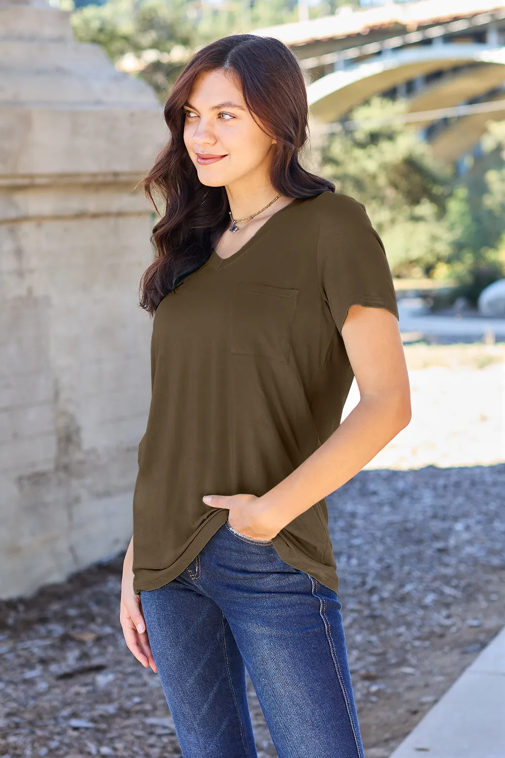 Full Size V-Neck Short Sleeve T-Shirt, image 9