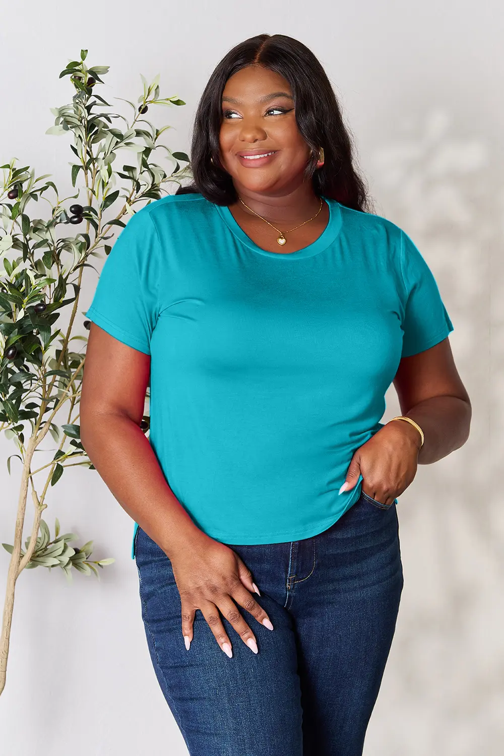 Full Size Round Neck Short Sleeve T-Shirt Plus Size, image 31