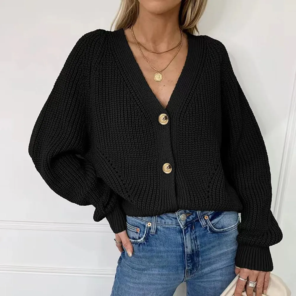 Button Up V-Neck Long Sleeve Cardigan, image 11