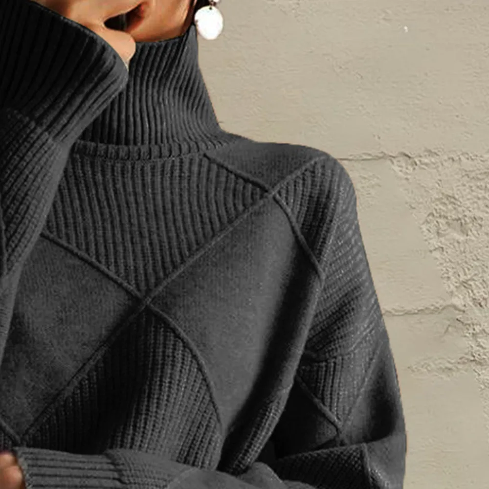 Geometric Turtleneck Long Sleeve Sweater, image 18