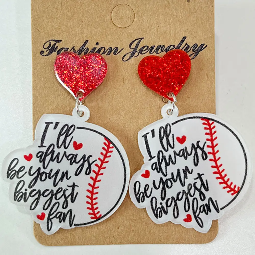 Heart Shape Sports Theme Acrylic Dangle Earrings, image 5