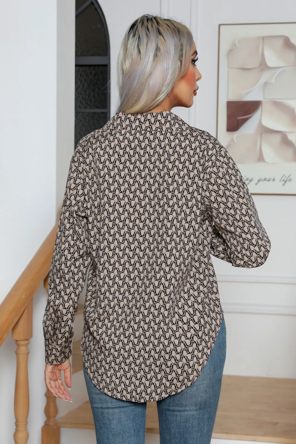 Printed Buttoned Long Sleeve Shirt, image 3