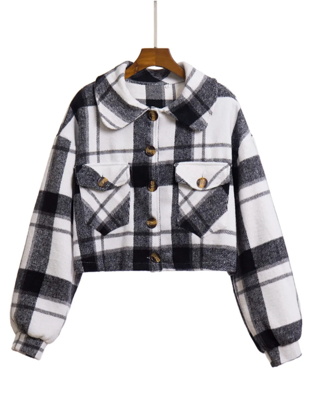 Plaid Button Front Jacket with Pockets, image 10