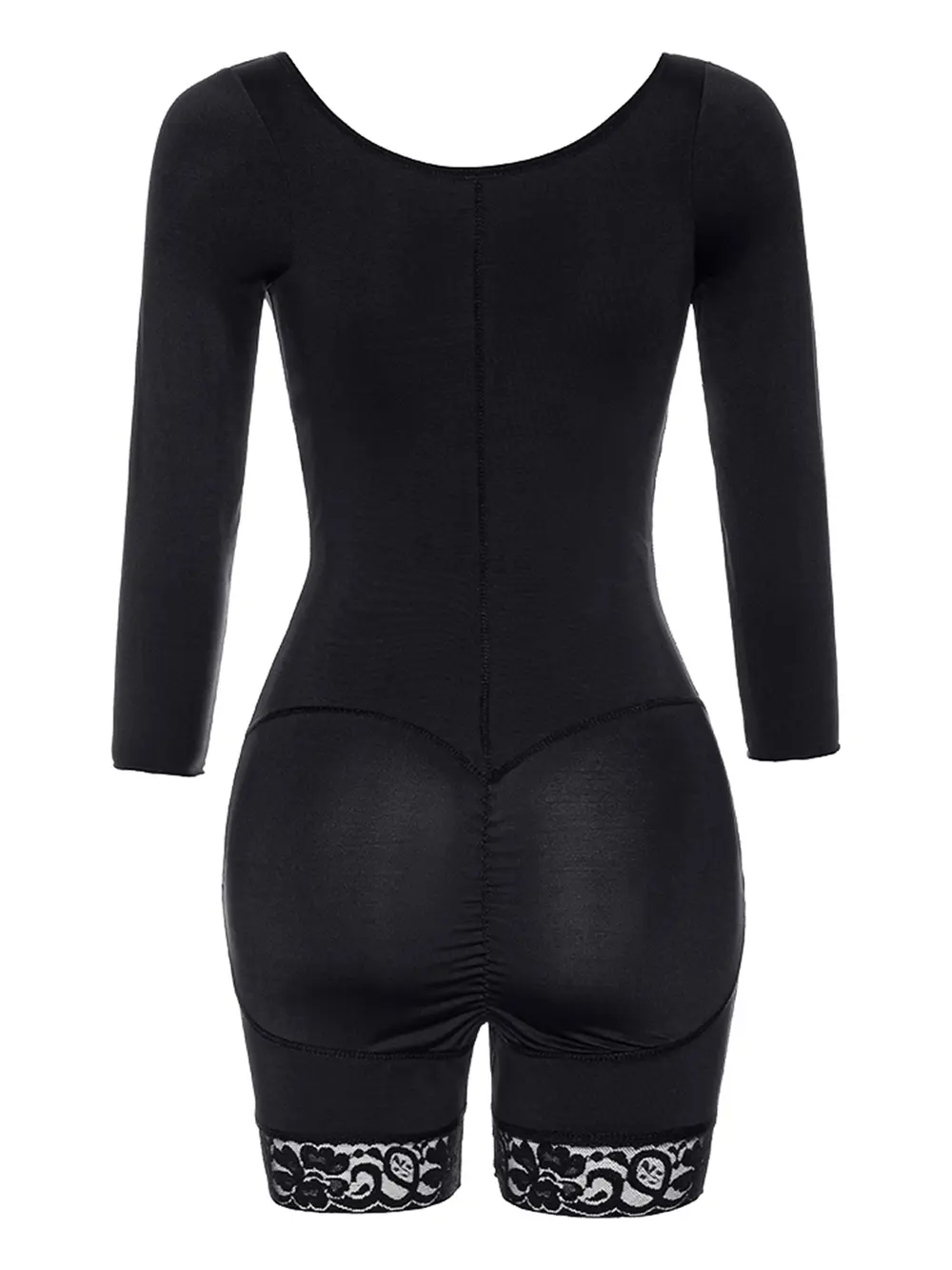 Full Size Zip Up Lace Detail Long Sleeve Shapewear, image 16