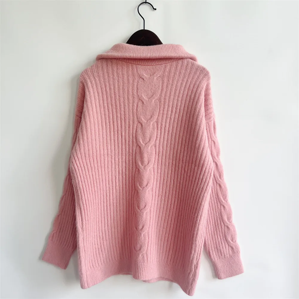Ribbed Half Zip Long Sleeve Sweater, image 2