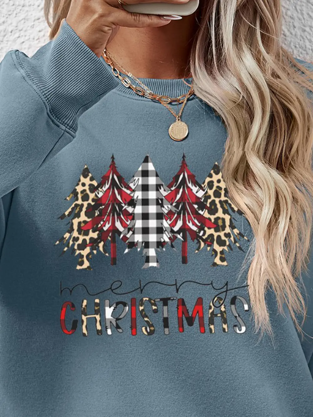 MERRY CHRISTMAS Round Neck Long Sleeve Sweatshirt, image 6