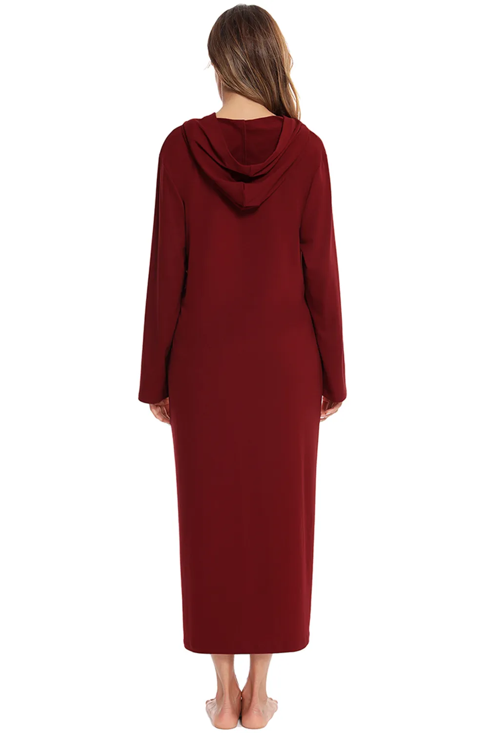 Zip Front Hooded Night Dress with Pockets, image 16