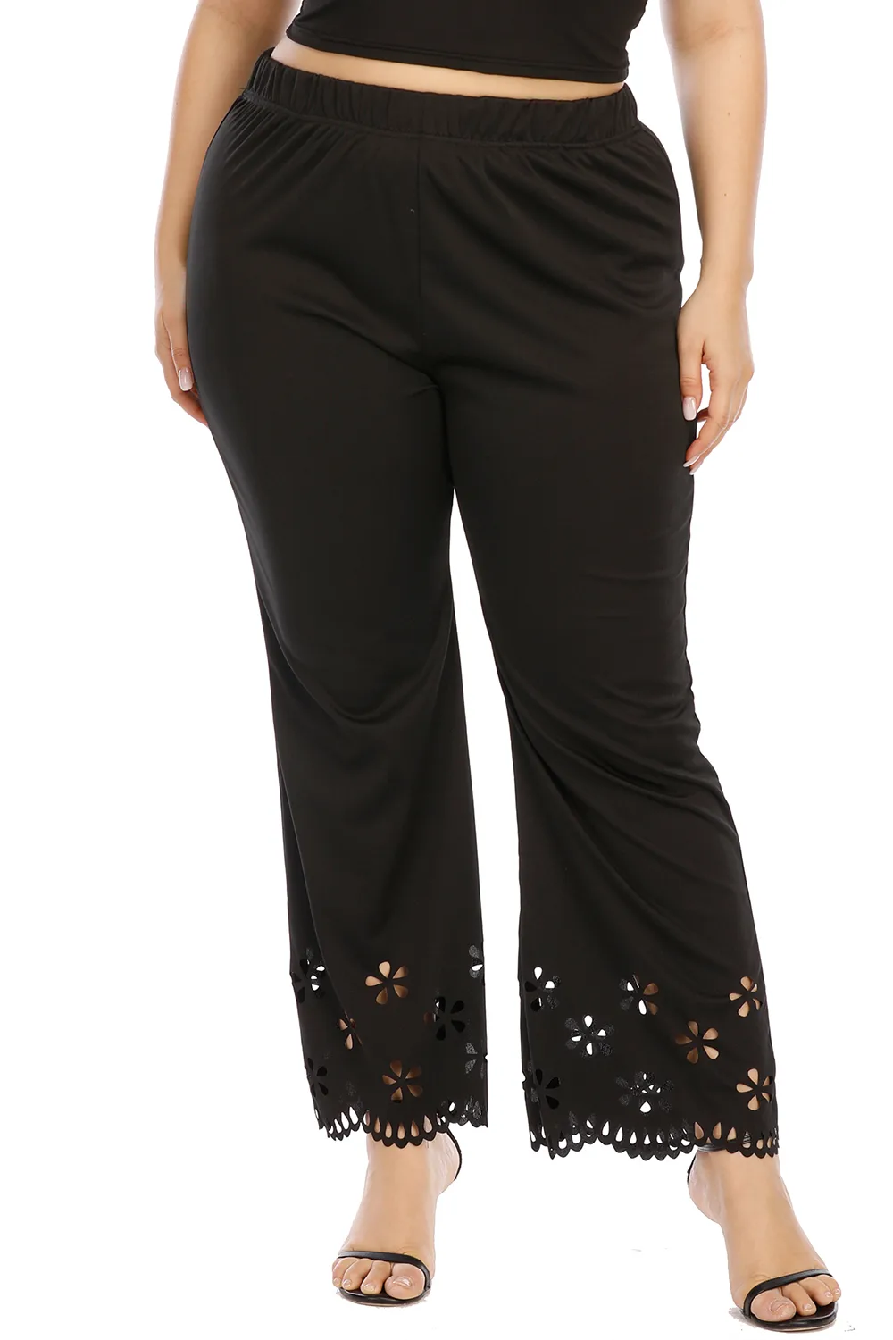 Plus Size Openwork Detail Pants, image 3