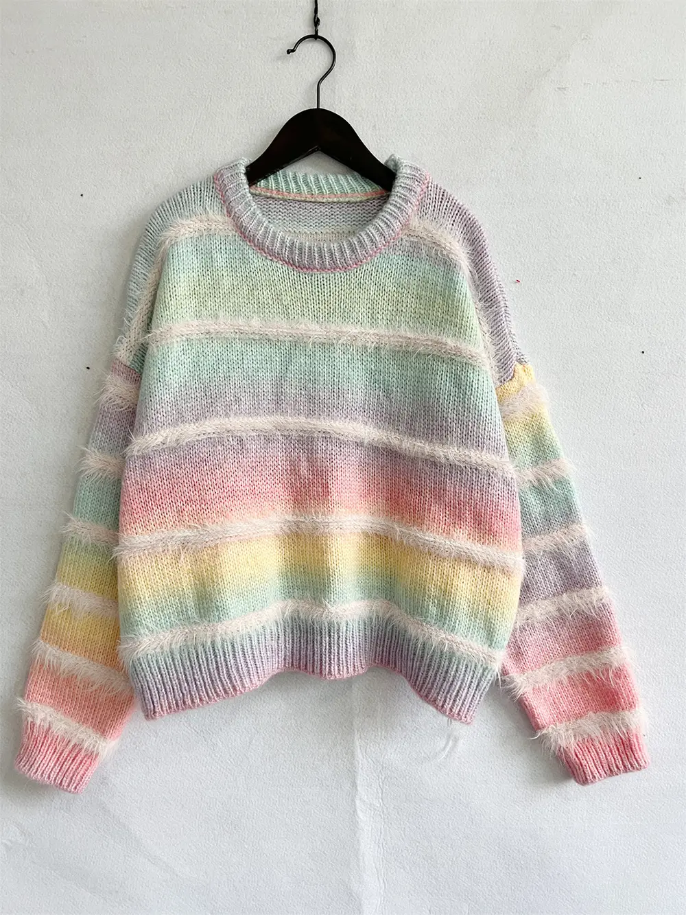 Striped Round Neck Long Sleeve Sweater, image 4