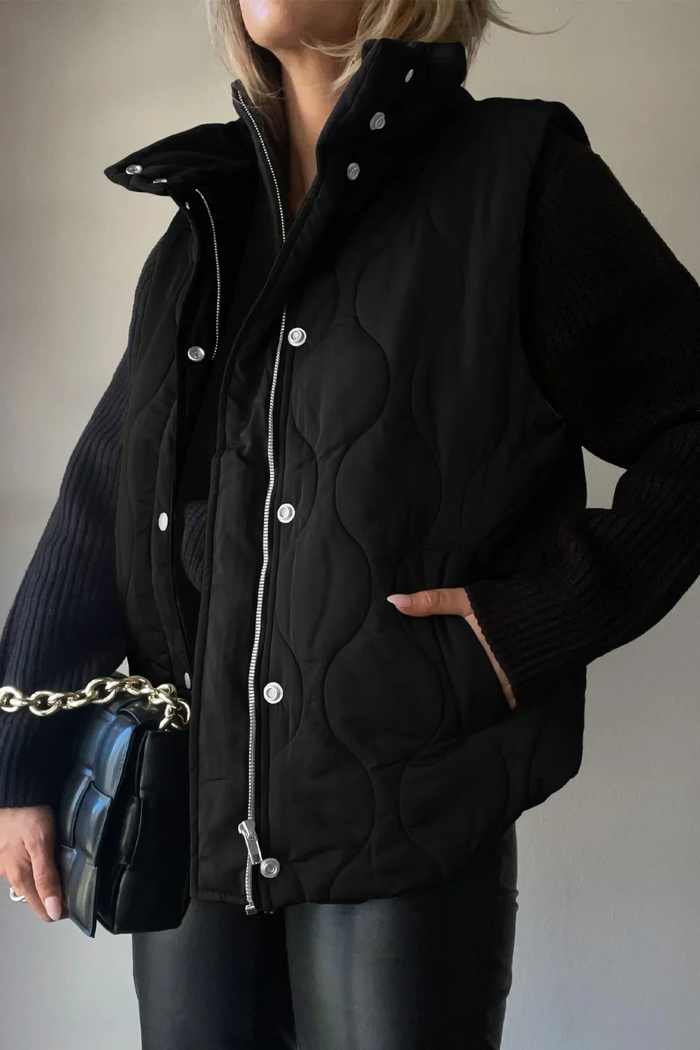 Collared Neck Vest with Pockets, image 2