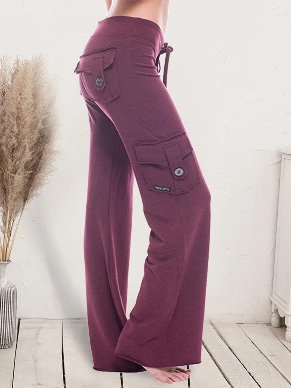 Mid Waist Pants with Pockets, image 26