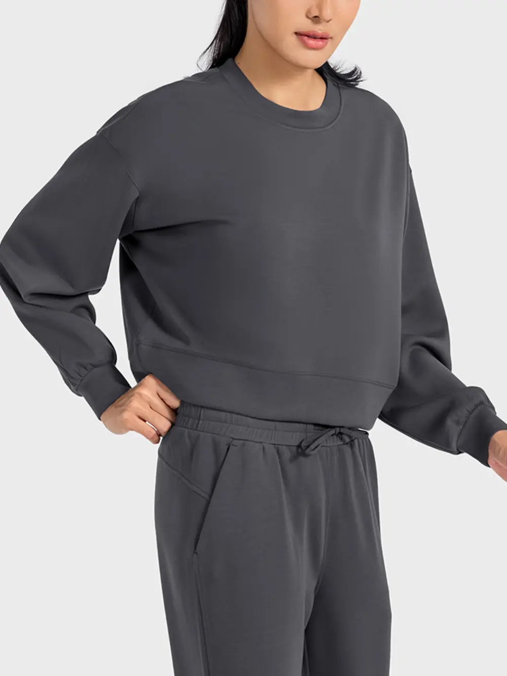 Round Neck Drop Shoulder Sports Top, image 9