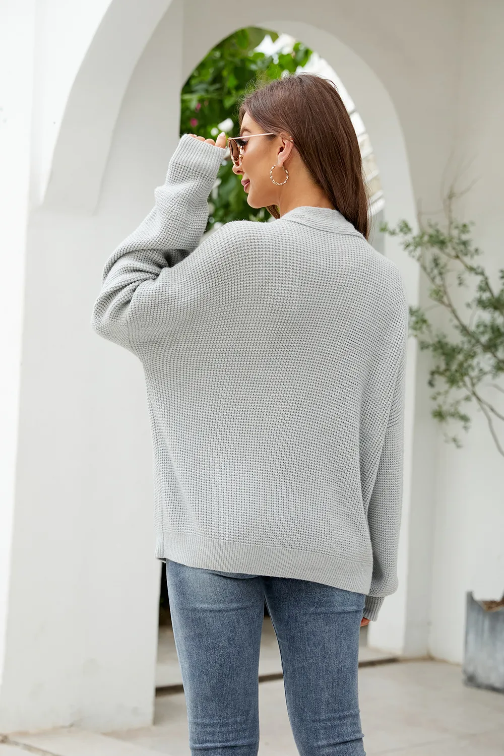 Button Up Drop Shoulder Long Sleeve Cardigan, image 8